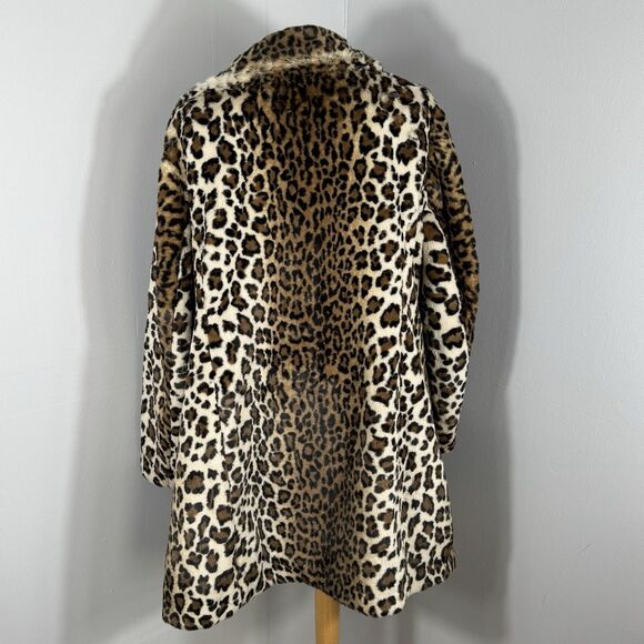 LOFT Sz 16 Plus Leopard Cheetah Print Faux Fur Coat Jacket Teddy Soft BEAUTIFUL - Picture 9 of 16